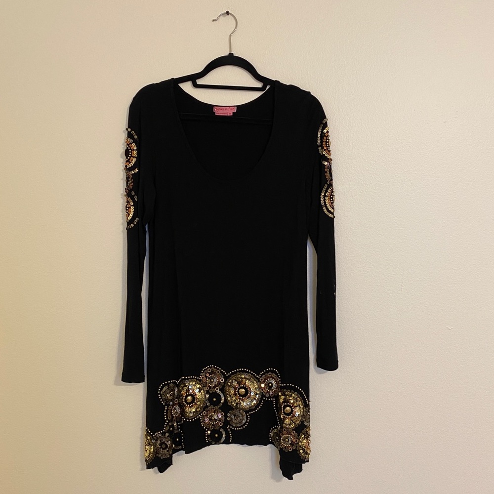 Black dress with sequence embellishments